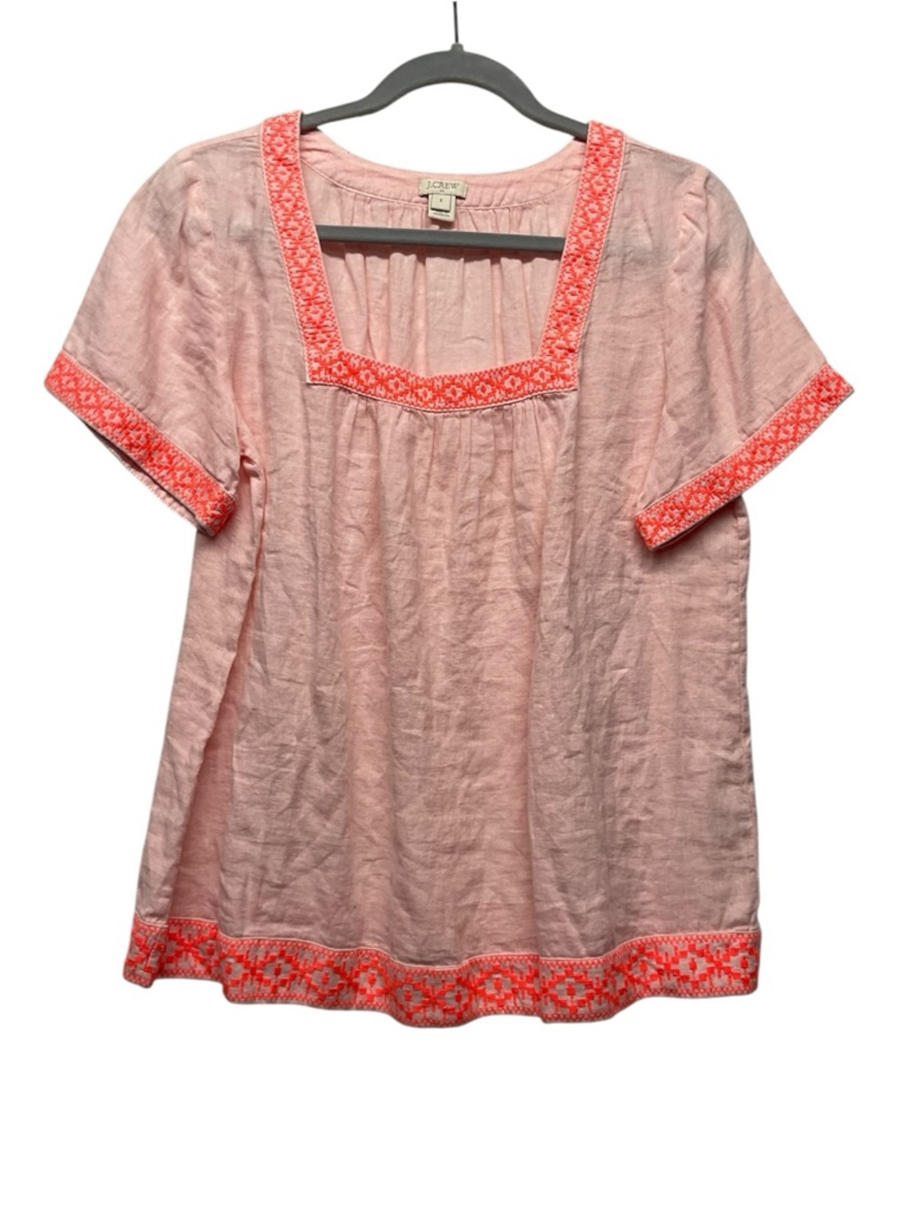 J.Crew Factory Embroidered Linen Blouse Size M Chic Beach vacation Cottagecore